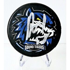 DAVID MASSE #58 SIGNED  AHL Bridgeport Sound Tigers  Game Puck Hockey VGC!